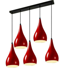 Red 5 Outlet Ceiling Light Fixtures Black Hanging Pendant Lighting~1623-4