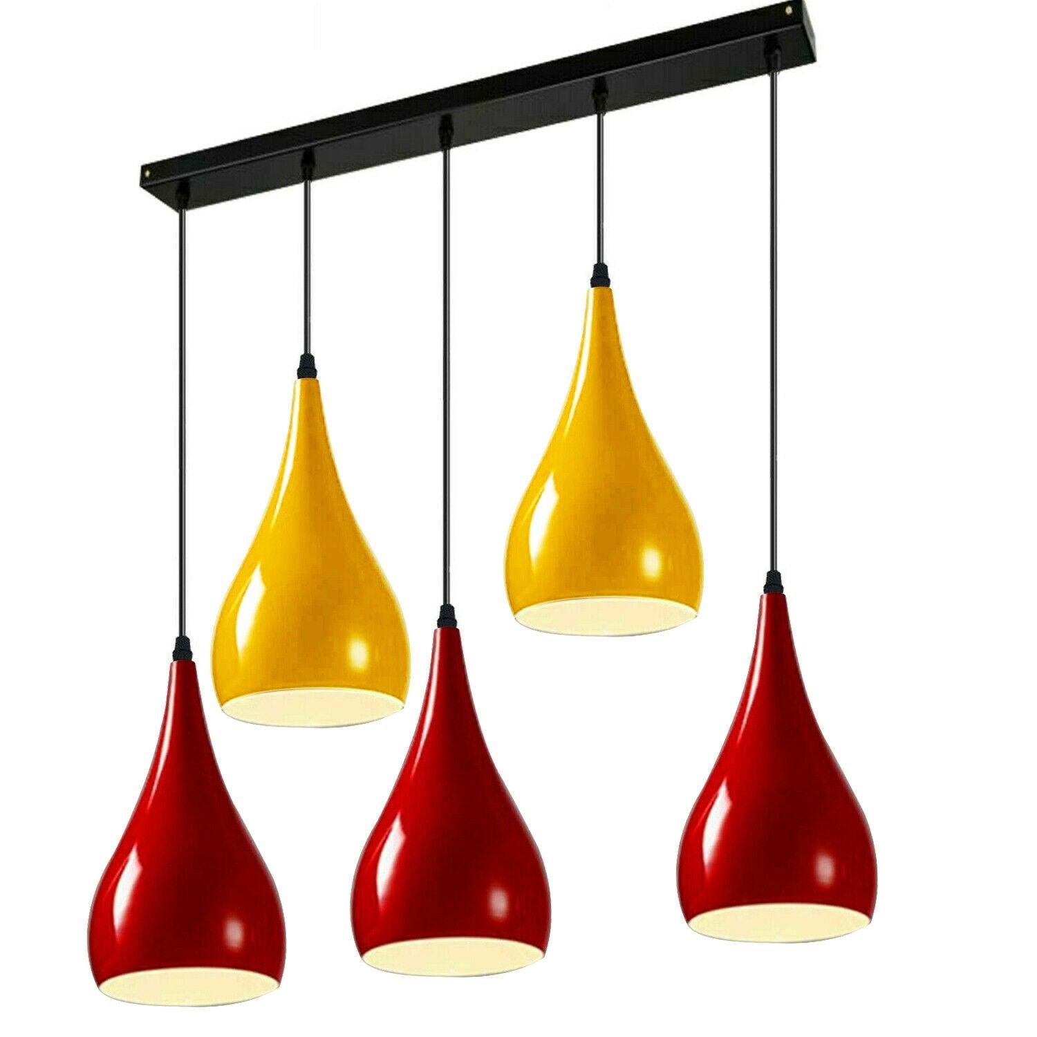 Red And Yellow Light Pendant Hanging Light Industrial 5 Outlet Pendant~1630-0