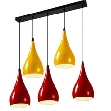 Red And Yellow Light Pendant Hanging Light Industrial 5 Outlet Pendant~1630-0