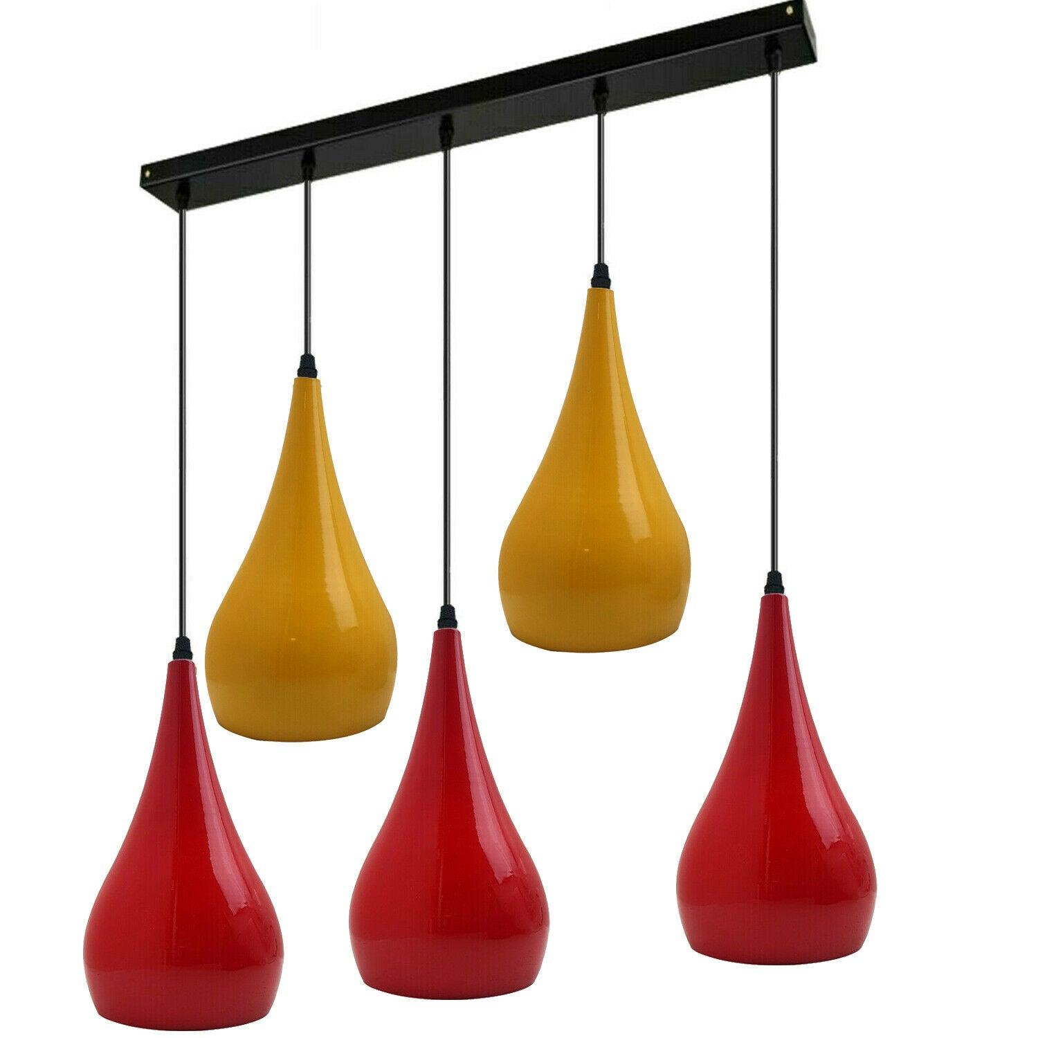 Red And Yellow Light Pendant Hanging Light Industrial 5 Outlet Pendant~1630-2