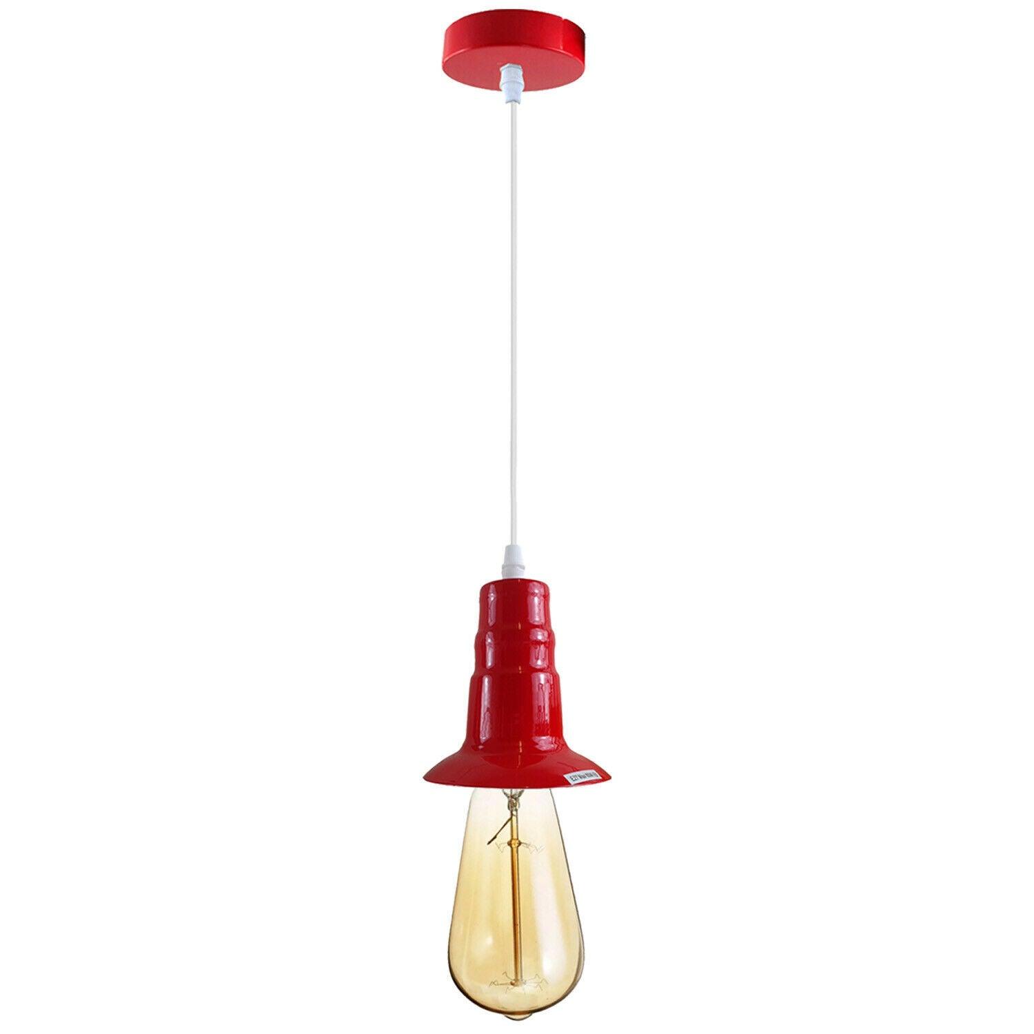 Red Ceiling Light Fitting Industrial Pendant Lamp Bulb Holder~1679-0