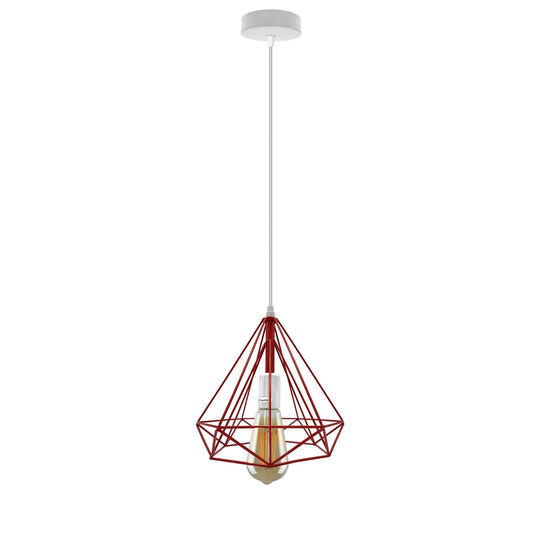 Red E27 Ceiling Hanging Light Cage Shade Loft Metal Ceiling Pendant Lamp~4202-0