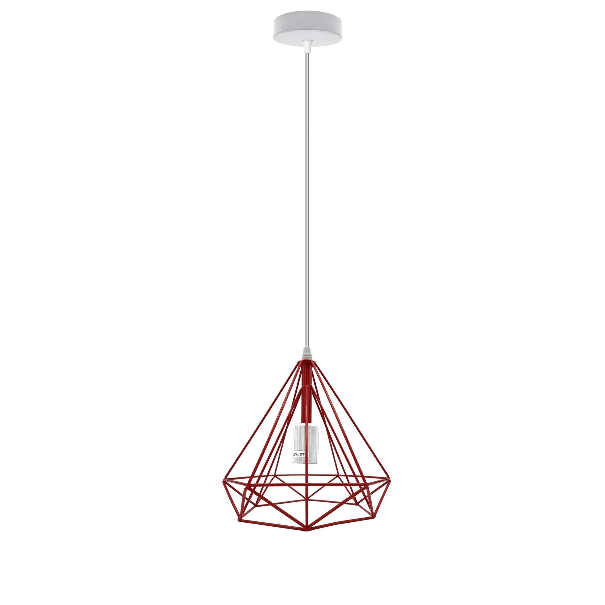 Red E27 Ceiling Hanging Light Cage Shade Loft Metal Ceiling Pendant Lamp~4202-3