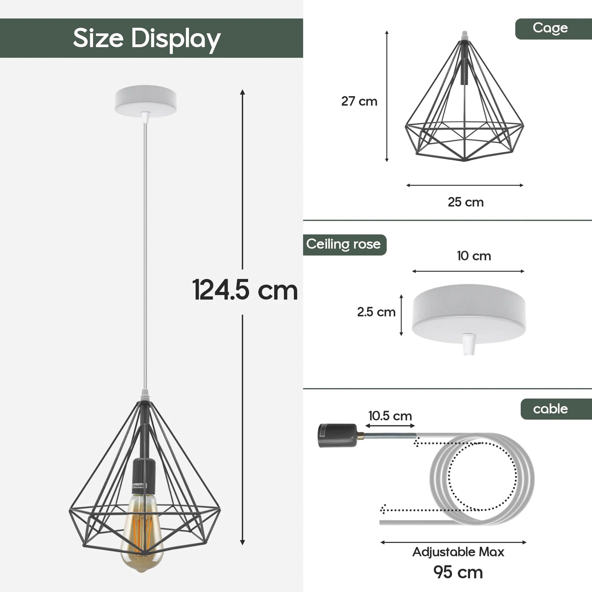 Red E27 Ceiling Hanging Light Cage Shade Loft Metal Ceiling Pendant Lamp~4202-4