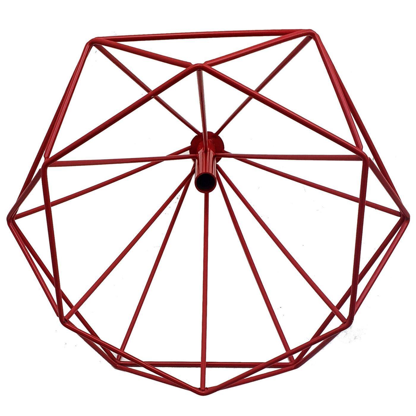 Red Geometric Wire Cage Pendant Lights~1992-2