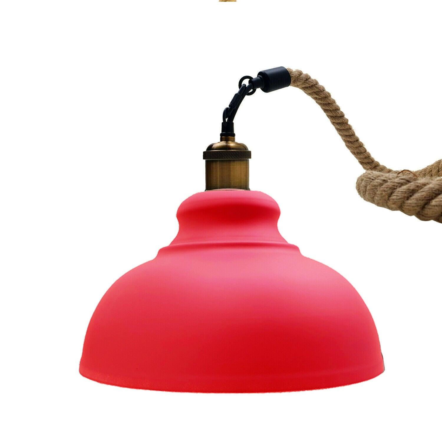 Red Metal Ceiling Industrial Pendant Shade Modern Hemp Hanging Retro Light~1942-0