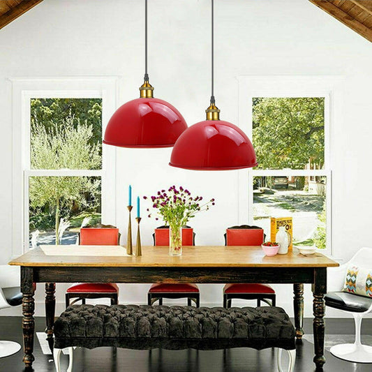 Red Retro Metal Cafe Diner Ceiling Light Pendant Lampshade~1848-0