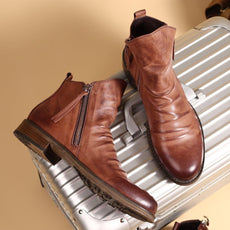 Retro Ankle Non-Slip Leather Boots Men - Puritific