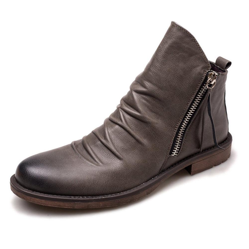 Retro Ankle Non-Slip Leather Boots Men - Puritific