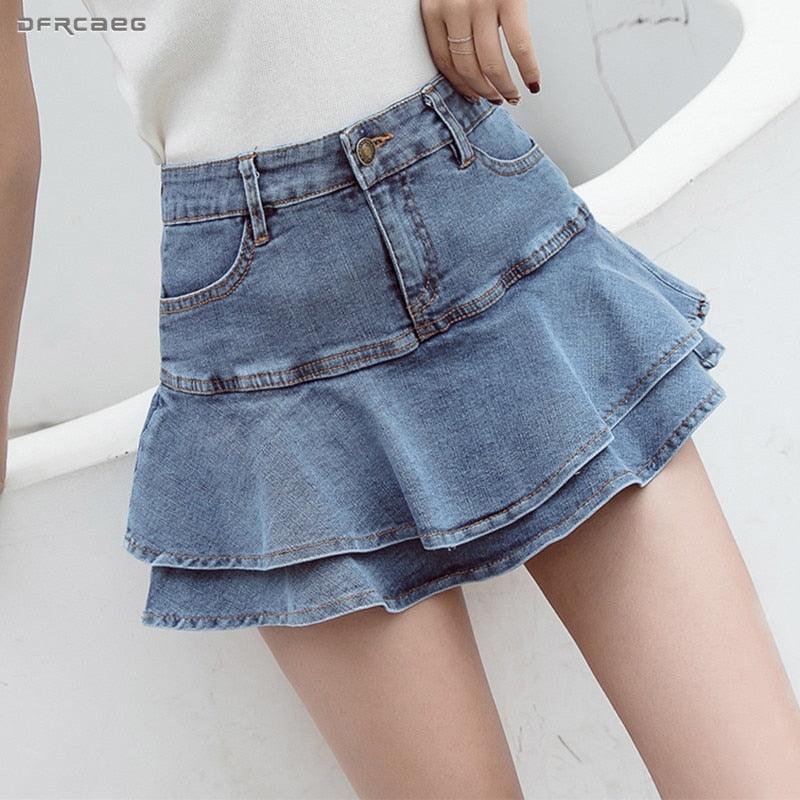 Retro Denim Shorts Skirt - Puritific