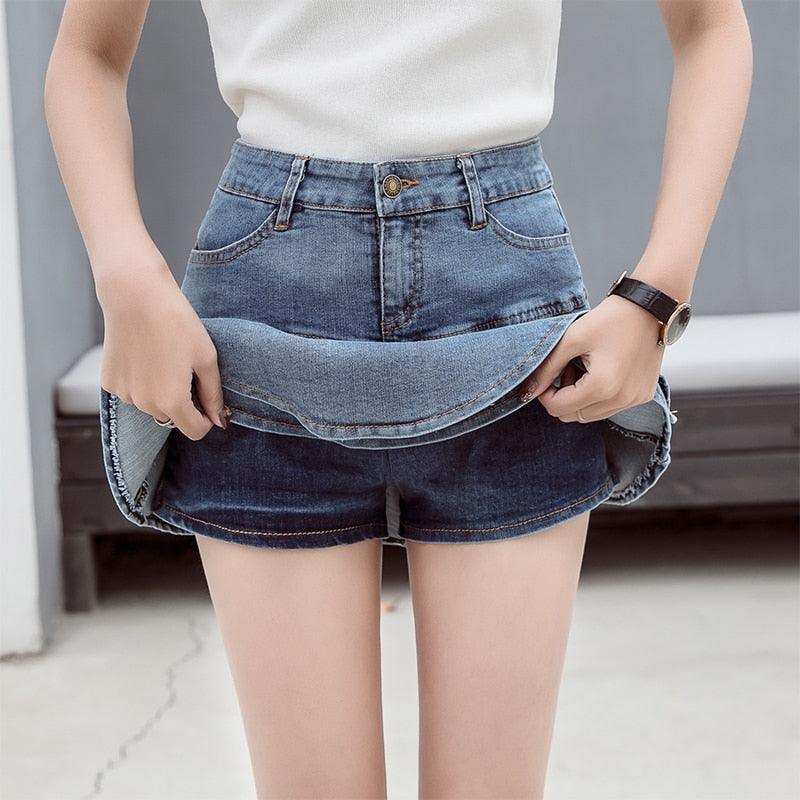 Retro Denim Shorts Skirt - Puritific