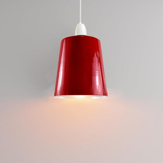 Retro Easy Fit Light Shade 13cm Metal E27 Red Lampshade~3899-0