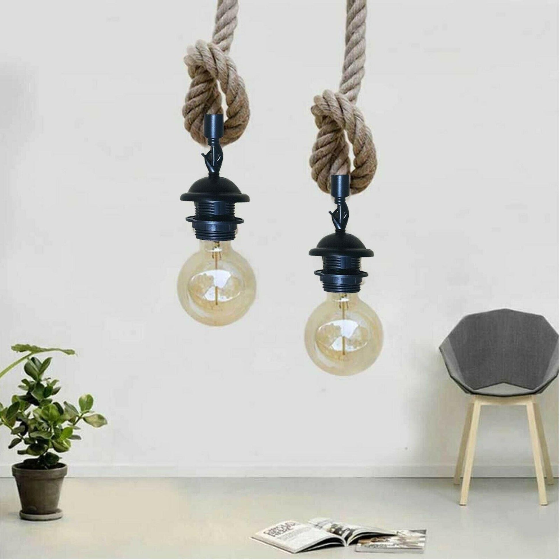 Retro Hemp Rope Iron Pendant Hanging set~2456-0