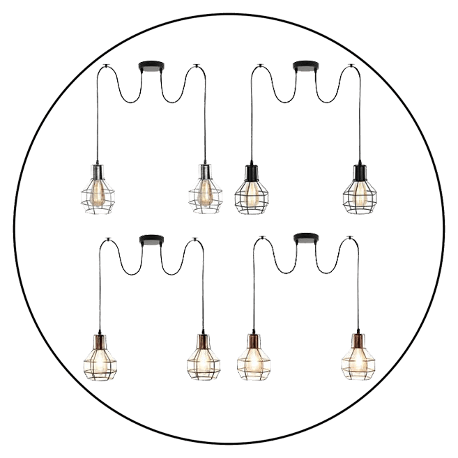 Retro Industrial 2 Way Indoor Ceiling Pendant Chandelier Hanging Light Metal Nest Cage~3390-0