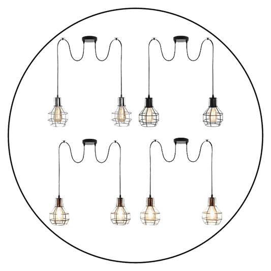 Retro Industrial 2 Way Indoor Ceiling Pendant Chandelier Hanging Light Metal Nest Cage~3390-0