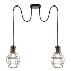 Retro Industrial 2 Way Indoor Ceiling Pendant Chandelier Hanging Light Metal Nest Cage~3390-9