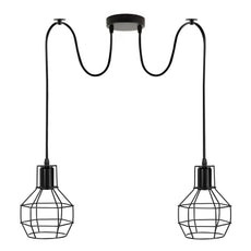 Retro Industrial 2 Way Indoor Ceiling Pendant Chandelier Hanging Light Metal Nest Cage~3390-11