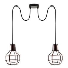 Retro Industrial 2 Way Indoor Ceiling Pendant Chandelier Hanging Light Metal Nest Cage~3390-13