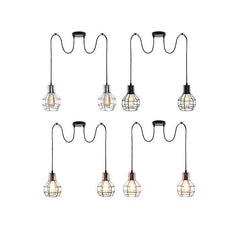 Retro Industrial 2 Way Indoor Ceiling Pendant Chandelier Hanging Light Metal Nest Cage~3390-14