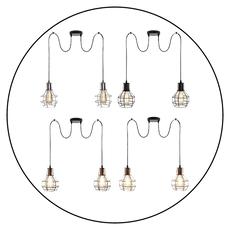 Retro Industrial 2 Way Indoor Ceiling Pendant Chandelier Hanging Light Metal Nest Cage~3390-0