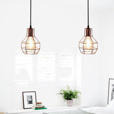 Retro Industrial 2 Way Indoor Ceiling Pendant Chandelier Hanging Light Metal Nest Cage~3390-2