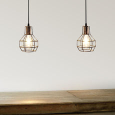 Retro Industrial 2 Way Indoor Ceiling Pendant Chandelier Hanging Light Metal Nest Cage~3390-3