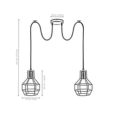 Retro Industrial 2 Way Indoor Ceiling Pendant Chandelier Hanging Light Metal Nest Cage~3390-4