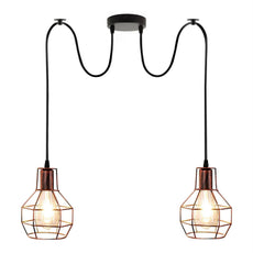 Retro Industrial 2 Way Indoor Ceiling Pendant Chandelier Hanging Light Metal Nest Cage~3390-6