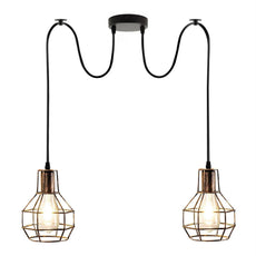 Retro Industrial 2 Way Indoor Ceiling Pendant Chandelier Hanging Light Metal Nest Cage~3390-7