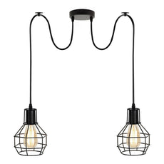 Retro Industrial 2 Way Indoor Ceiling Pendant Chandelier Hanging Light Metal Nest Cage~3390-8