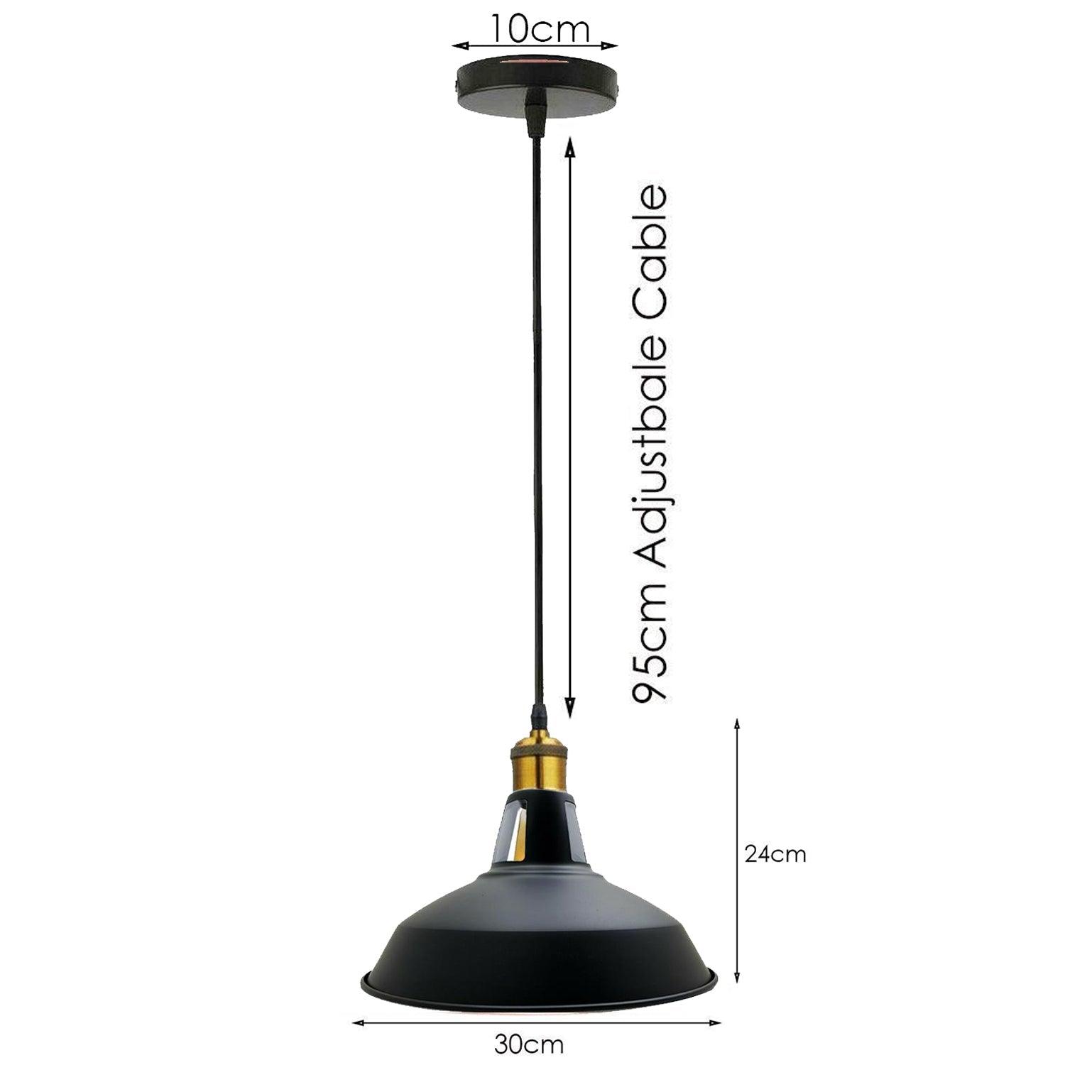 Retro Industrial Black Ceiling Pendant Light Metal Lamp Shade With 95cm Adjustable Cable~1354-36