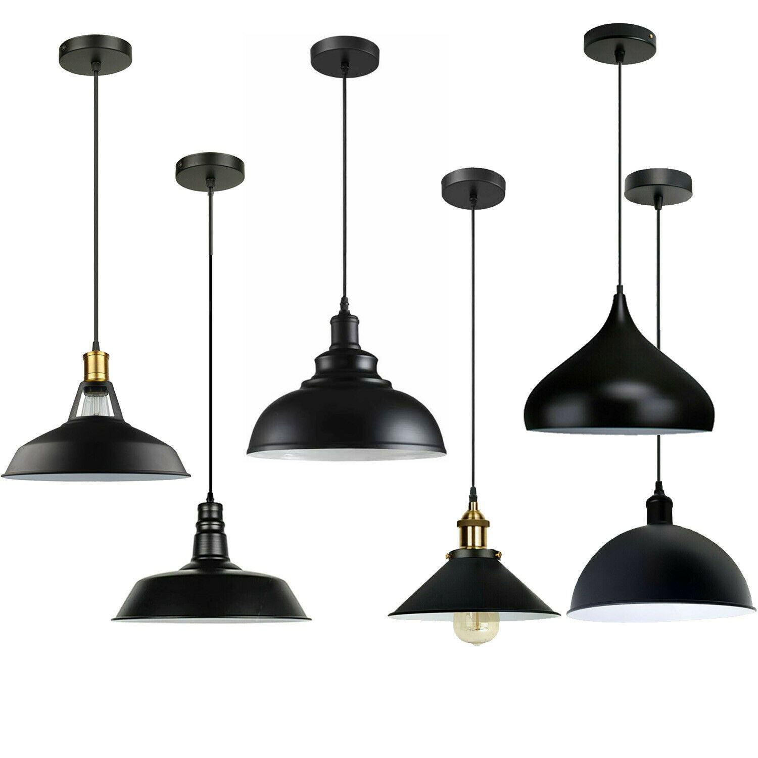 Retro Industrial Black Ceiling Pendant Light Metal Lamp Shade With 95cm Adjustable Cable~1354-0