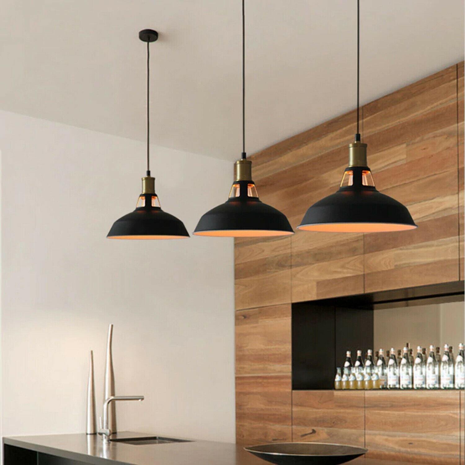 Retro Industrial Black Ceiling Pendant Light Metal Lamp Shade With 95cm Adjustable Cable~1354-2