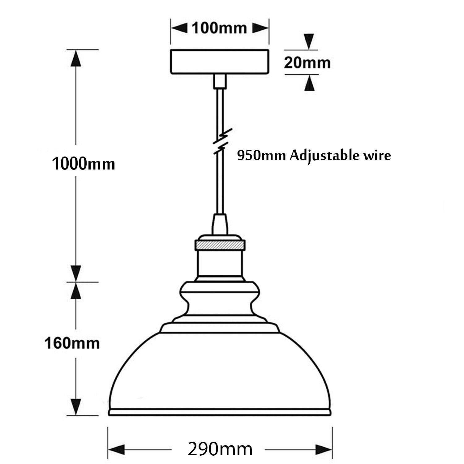 Retro Industrial Black Ceiling Pendant Light Metal Lamp Shade With 95cm Adjustable Cable~1354-5