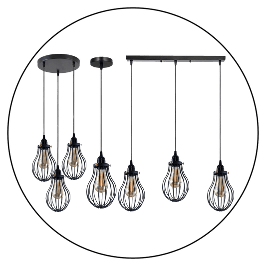 Retro Industrial Black Indoor Hanging Adjustable Pendant Light Big Vase Cage Ceiling Chandelier~3398-0