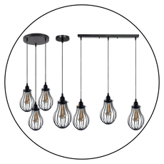 Retro Industrial Black Indoor Hanging Adjustable Pendant Light Big Vase Cage Ceiling Chandelier~3398-0