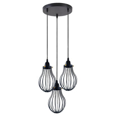 Retro Industrial Black Indoor Hanging Adjustable Pendant Light Big Vase Cage Ceiling Chandelier~3398-9