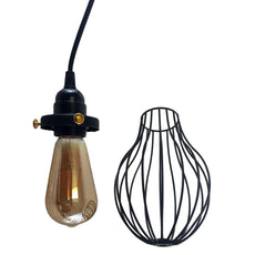 Retro Industrial Black Indoor Hanging Adjustable Pendant Light Big Vase Cage Ceiling Chandelier~3398-12