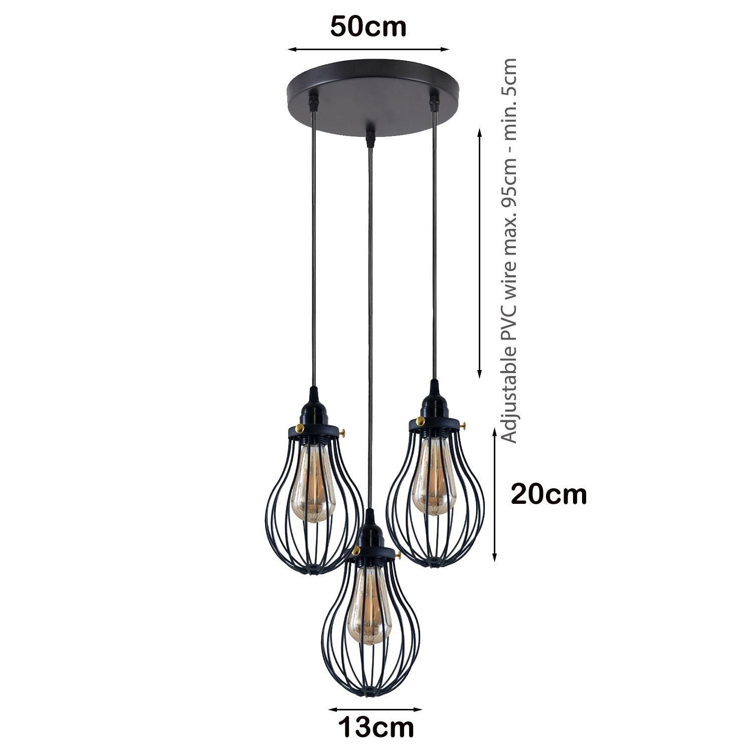 Retro Industrial Black Indoor Hanging Adjustable Pendant Light Big Vase Cage Ceiling Chandelier~3398-13