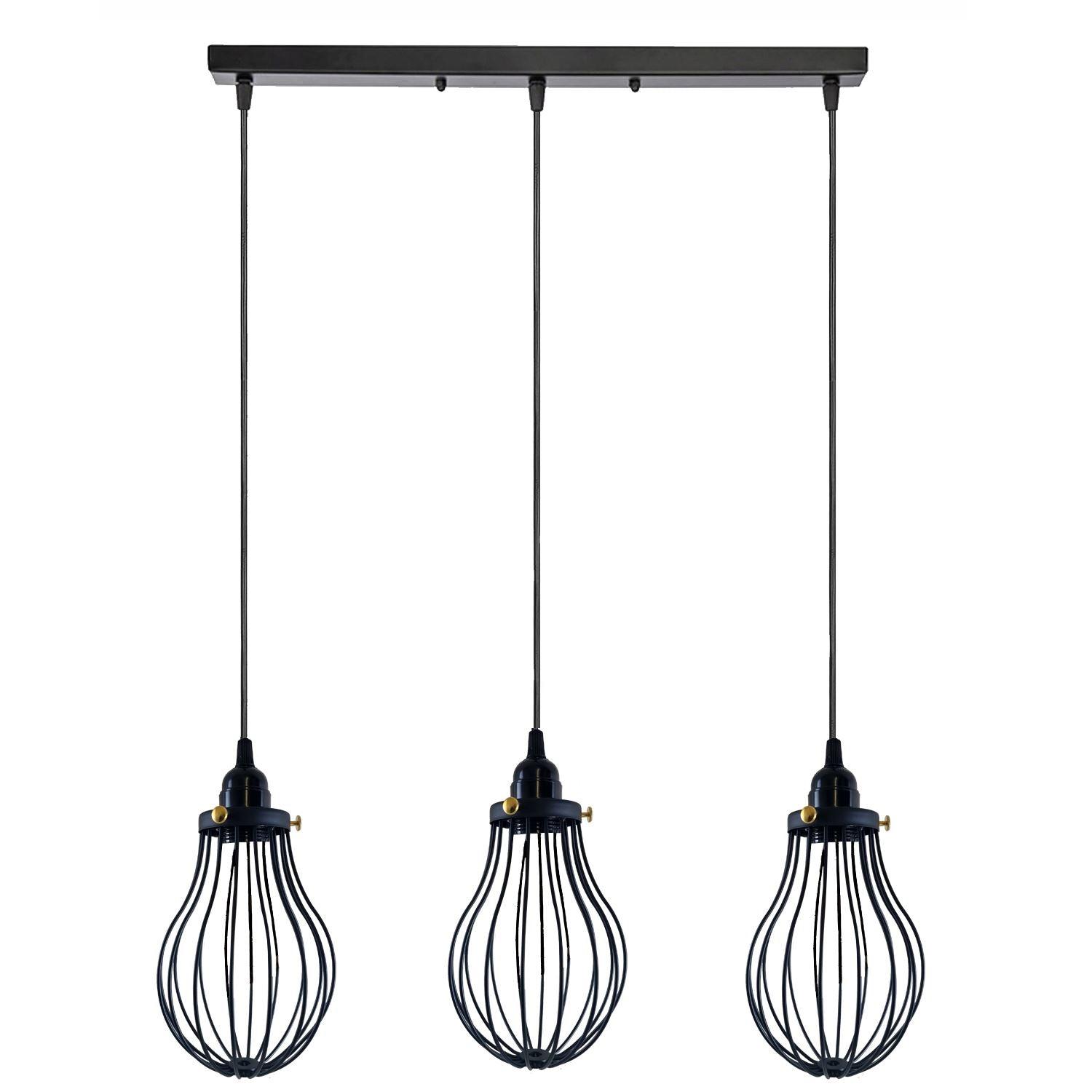 Retro Industrial Black Indoor Hanging Adjustable Pendant Light Big Vase Cage Ceiling Chandelier~3398-14