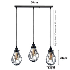 Retro Industrial Black Indoor Hanging Adjustable Pendant Light Big Vase Cage Ceiling Chandelier~3398-15