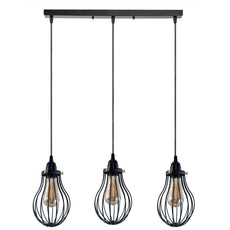 Retro Industrial Black Indoor Hanging Adjustable Pendant Light Big Vase Cage Ceiling Chandelier~3398-16