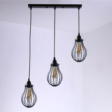 Retro Industrial Black Indoor Hanging Adjustable Pendant Light Big Vase Cage Ceiling Chandelier~3398-17