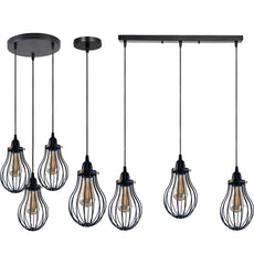 Retro Industrial Black Indoor Hanging Adjustable Pendant Light Big Vase Cage Ceiling Chandelier~3398-18