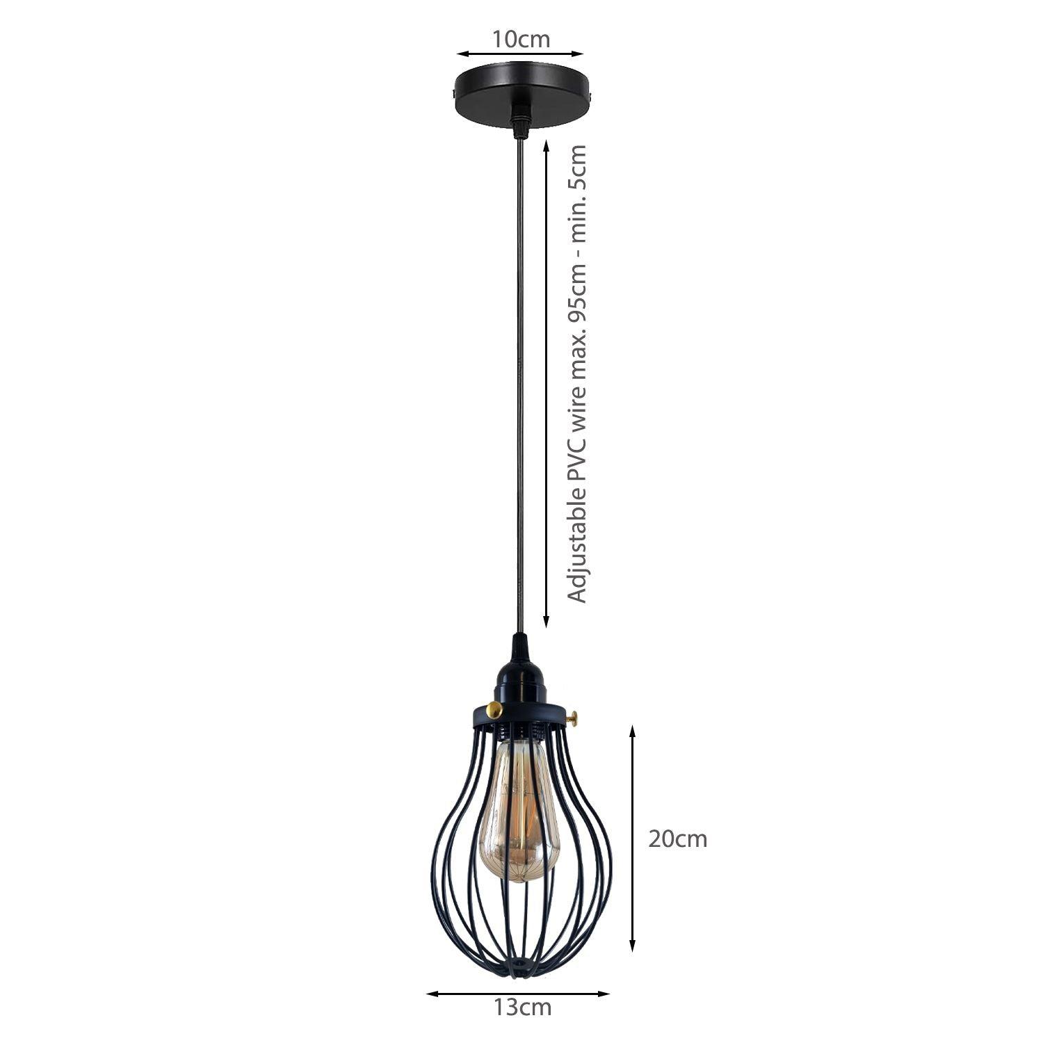 Retro Industrial Black Indoor Hanging Adjustable Pendant Light Big Vase Cage Ceiling Chandelier~3398-1