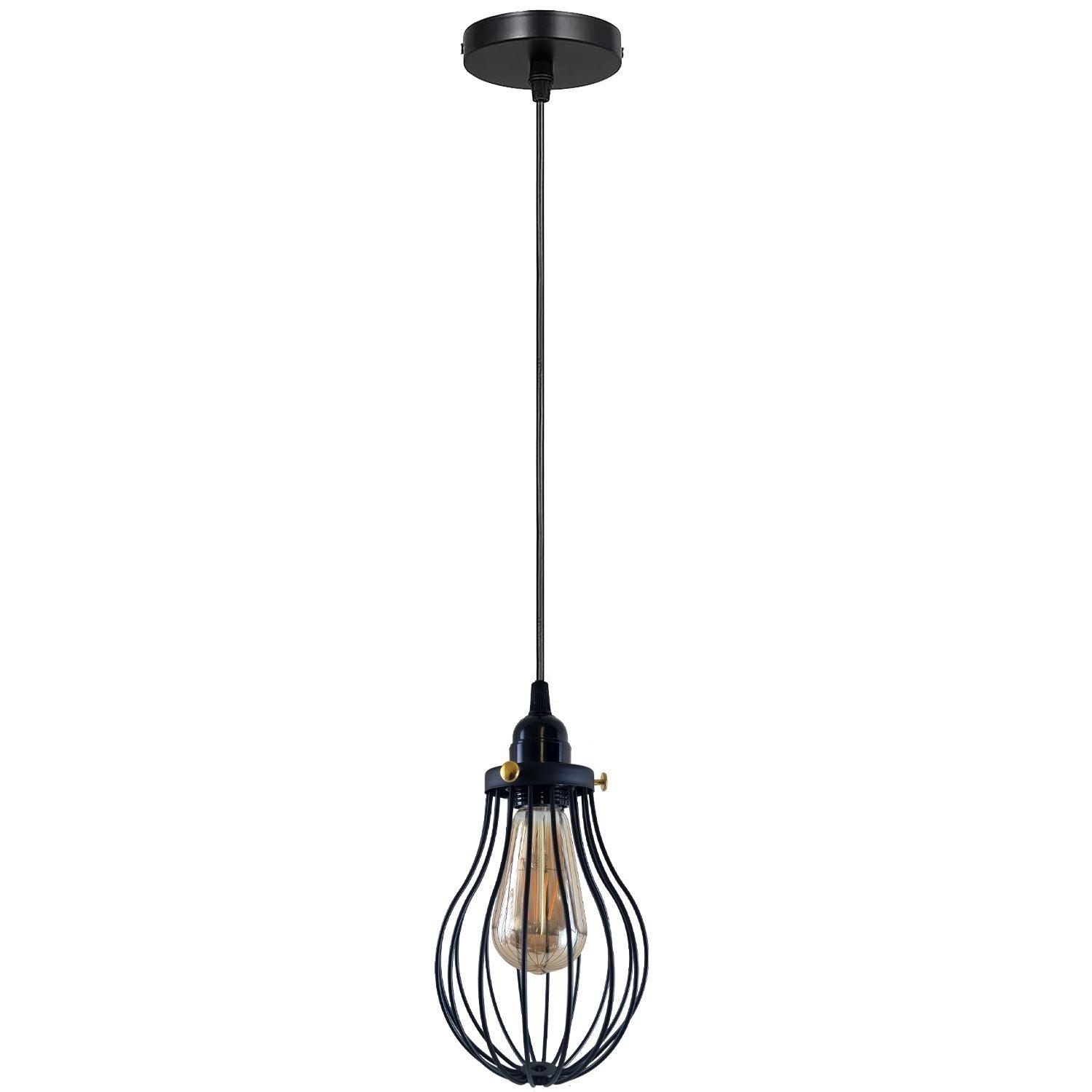 Retro Industrial Black Indoor Hanging Adjustable Pendant Light Big Vase Cage Ceiling Chandelier~3398-3