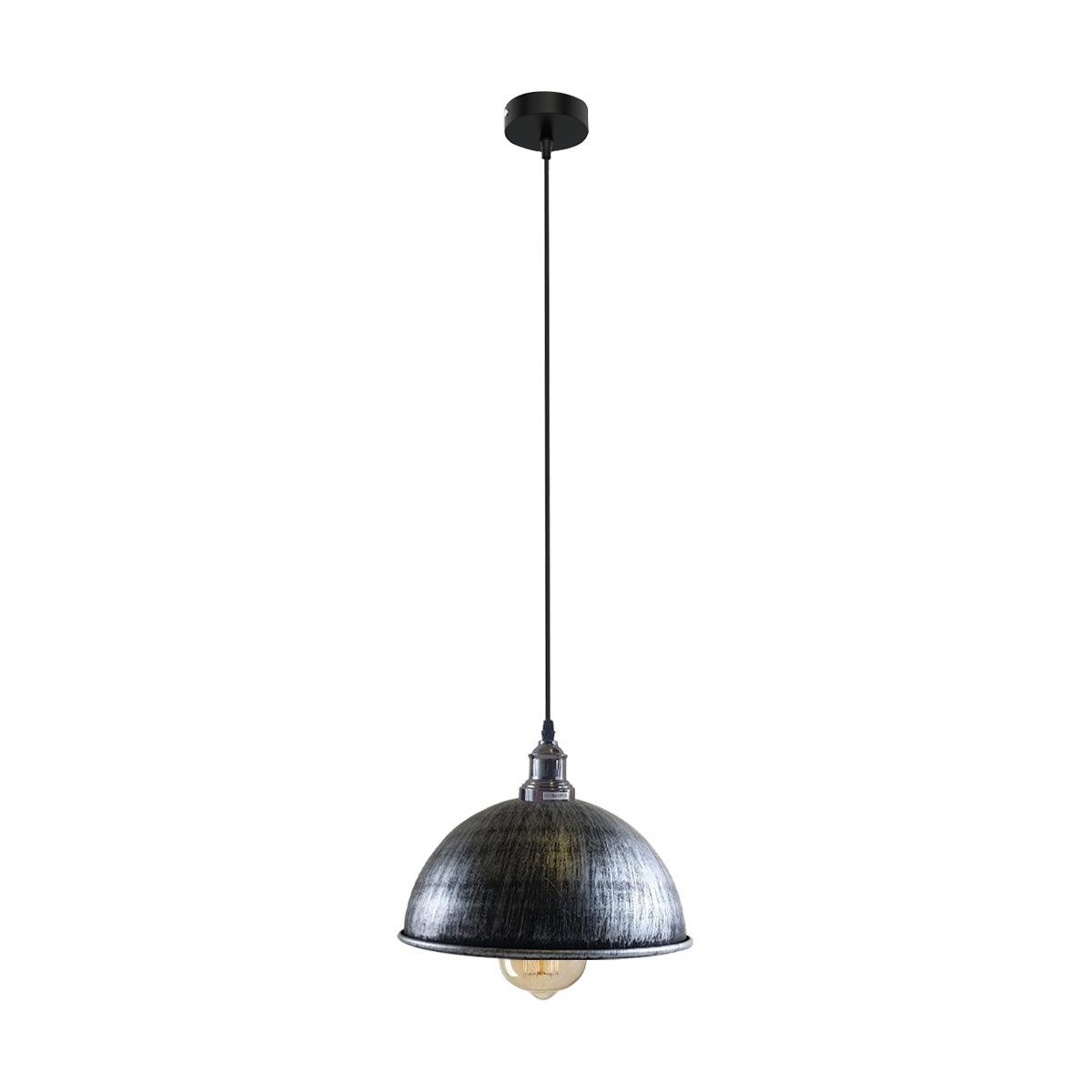 Retro Industrial Ceiling E27 Hanging Pendant Light Shade Brushed Silver~1599-1