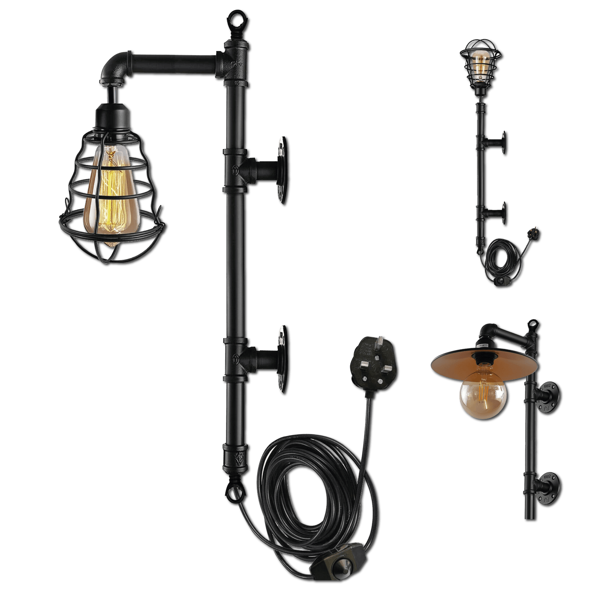 Retro Industrial Farmhouse Rustic Style Light Fitting Pipe Wall Lighting~3405-6