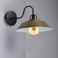 Retro Industrial Wall Lights Fittings E27 Indoor Sconce Metal Bowl Shape Shade For Basement, Bedroom, Home Office~1186-0