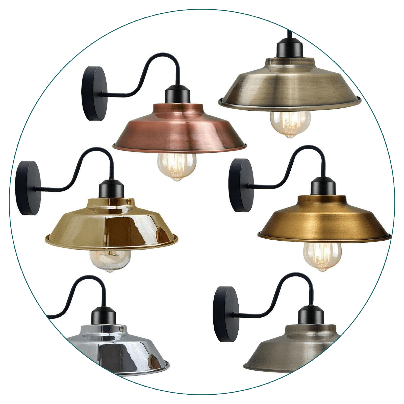 Retro Industrial Wall Lights Fittings E27 Indoor Sconce Metal Bowl Shape Shade For Basement, Bedroom, Home Office~1186-5